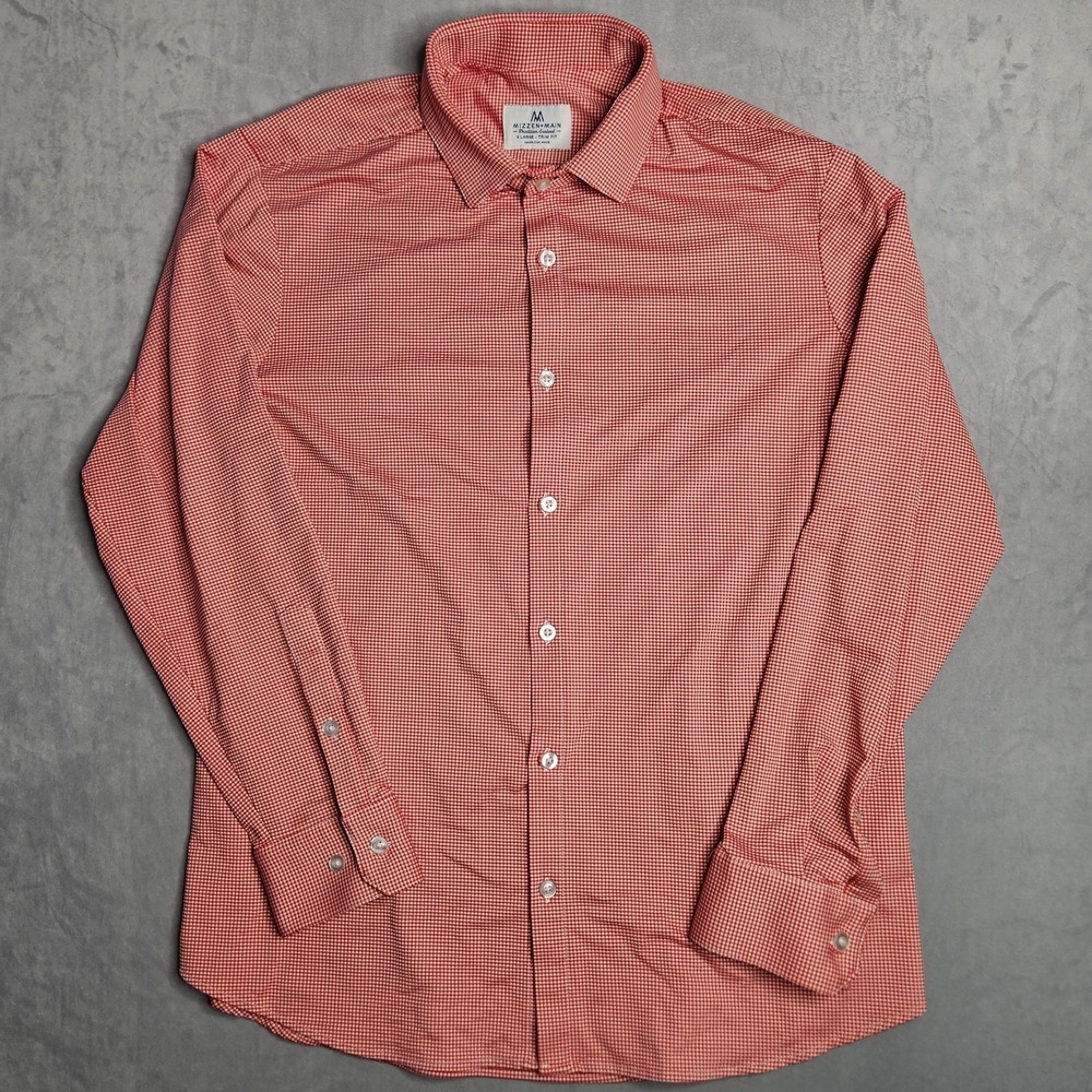 Mizzen+Main Red Microcheck Button-Down Dress Shirt